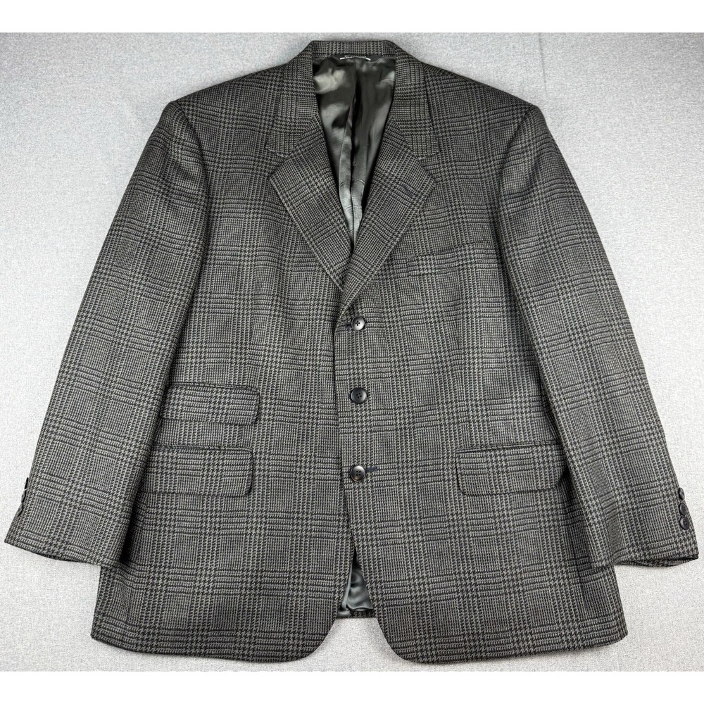 J.G. Hook 44S Gray Glen Plaid Sport Coat Blazer 100% Worsted Wool USA